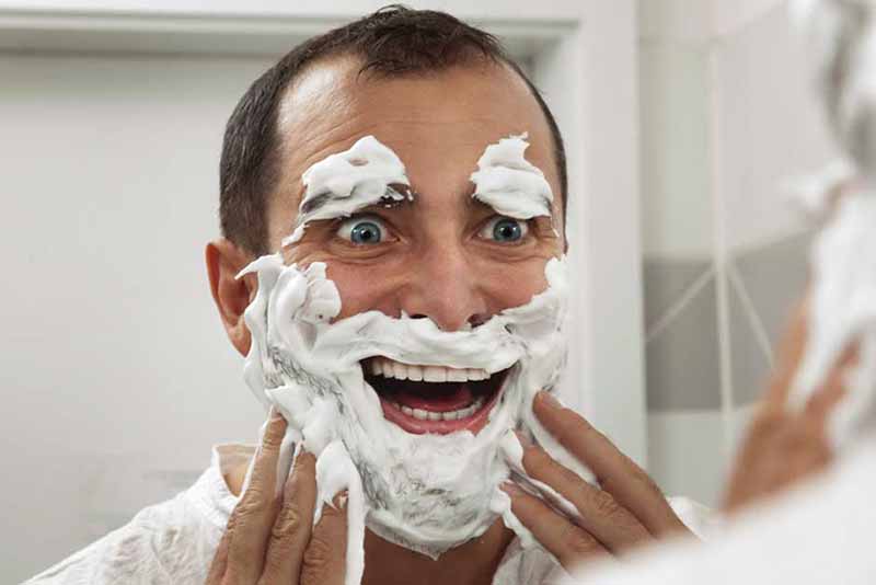 crazy man with shaving lather